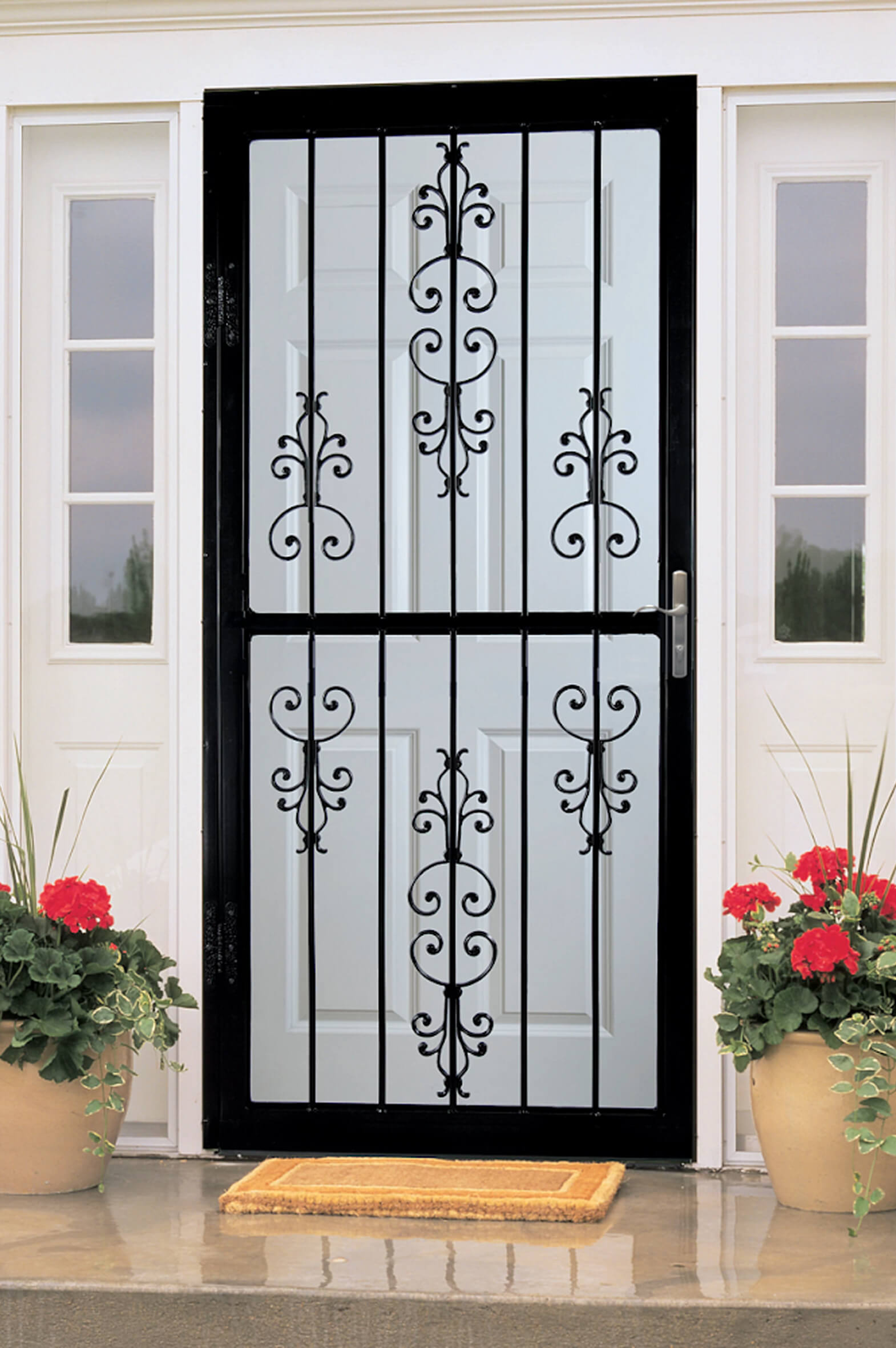 black-security-storm-door-with-scrollwork-design Security doors colorado